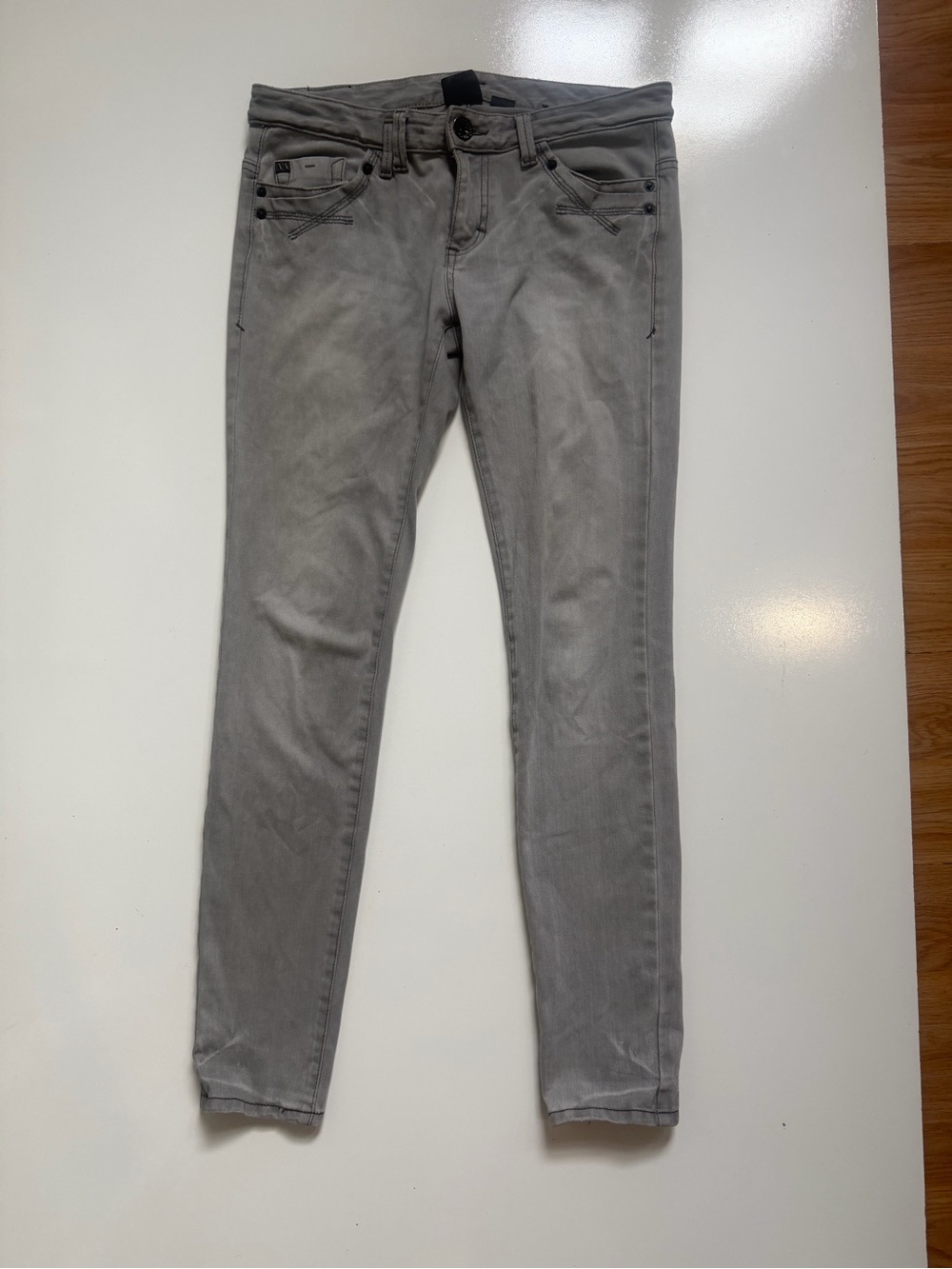 Armani Exchange A|X Women’s Gray Skinny Low Rise Stretch Jeans Size 30 Y2K